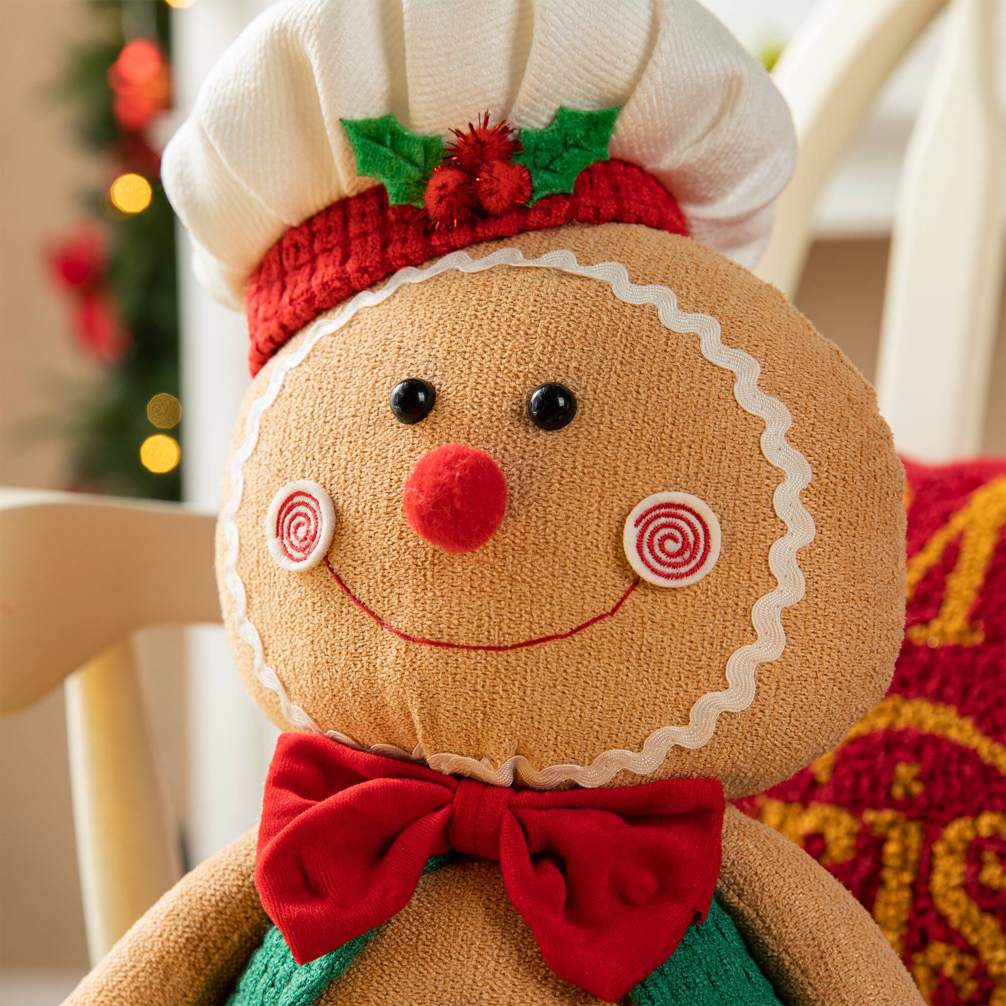 Glitzhome® 25" Fabric Christmas Gingerbread Man Shelf Sitter